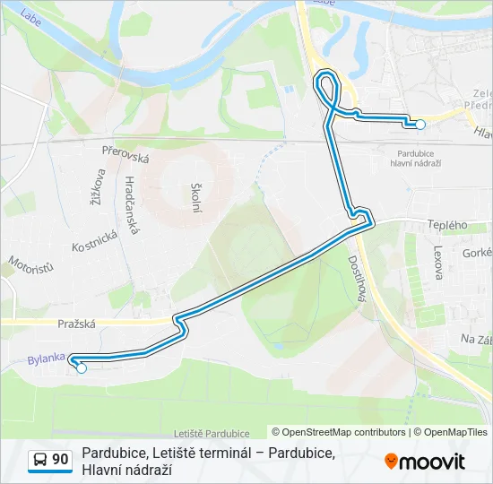 90 autobus Mapa linky