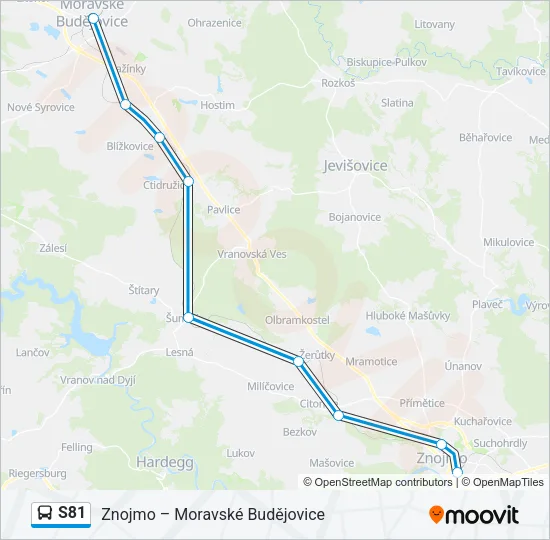 Автобус S81: карта маршрута