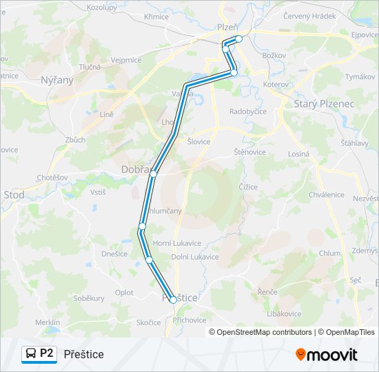 Автобус P2: карта маршрута