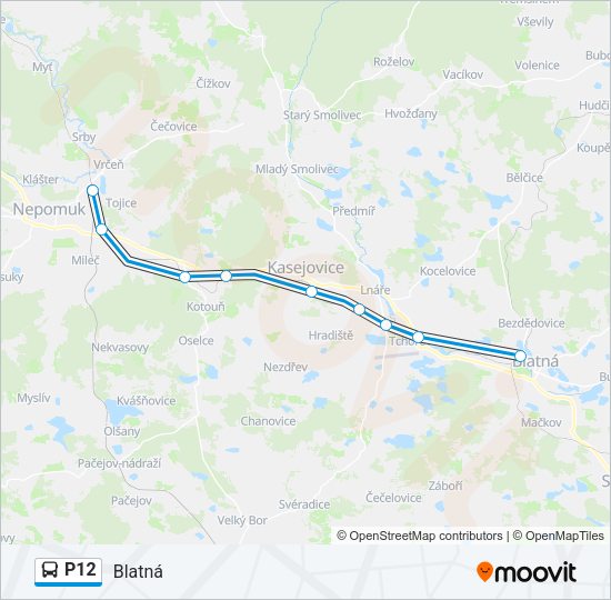 Автобус P12: карта маршрута