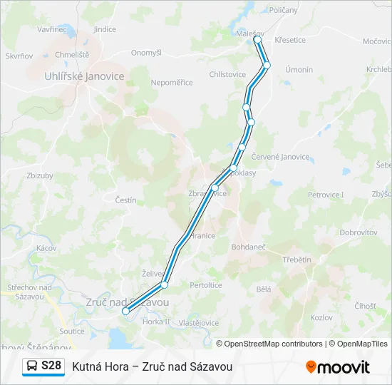 Автобус S28: карта маршрута
