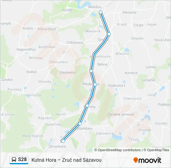 Автобус S28: карта маршрута