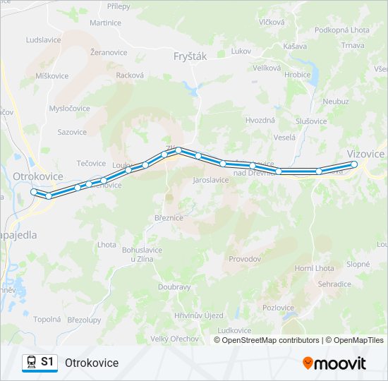 Поезд S1: карта маршрута