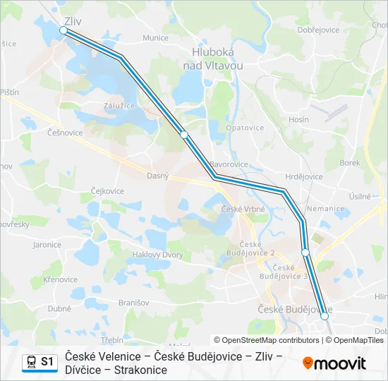 Поезд S1: карта маршрута