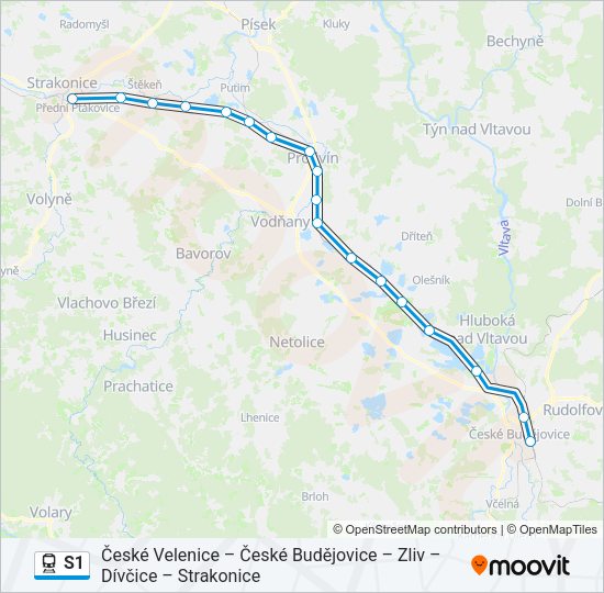 Поезд S1: карта маршрута