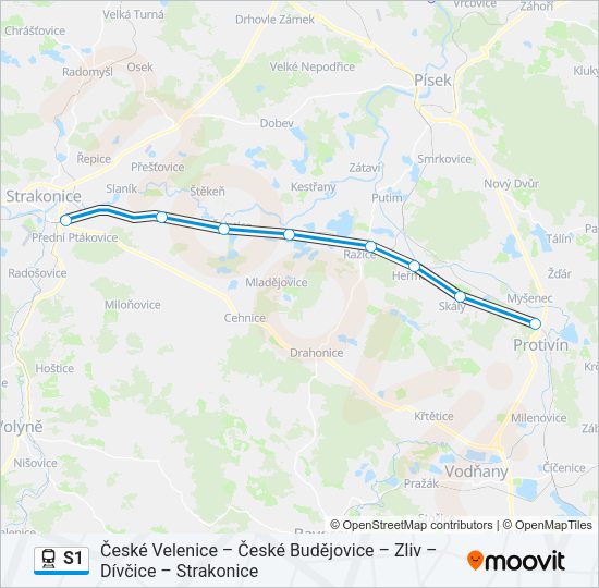 Поезд S1: карта маршрута