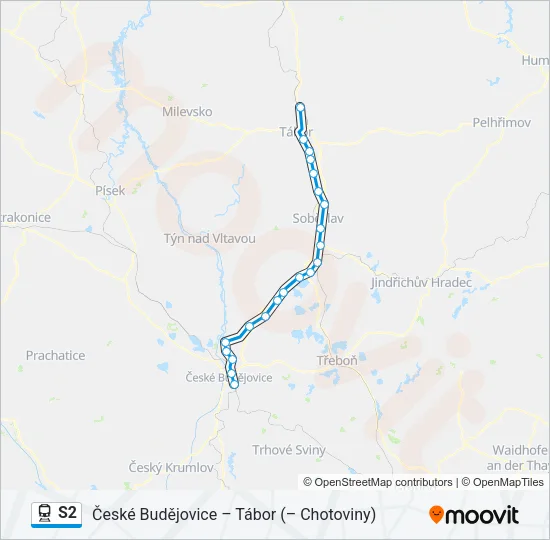 Поезд S2: карта маршрута