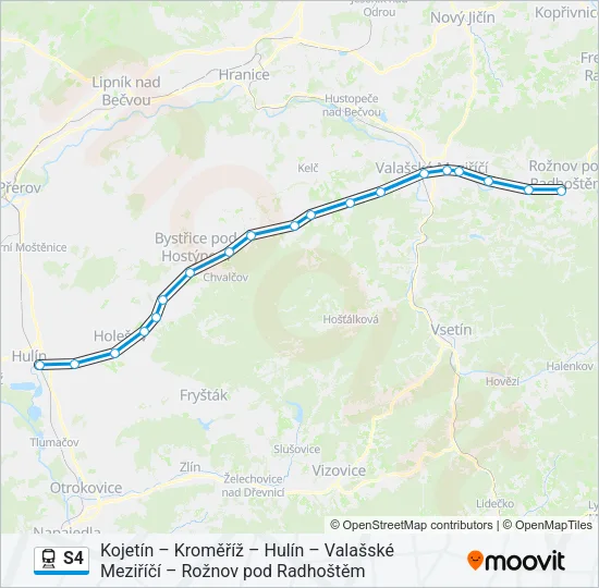 Поезд S4: карта маршрута