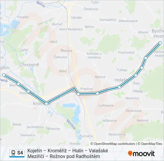 Поезд S4: карта маршрута