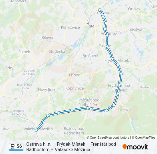 Поезд S6: карта маршрута