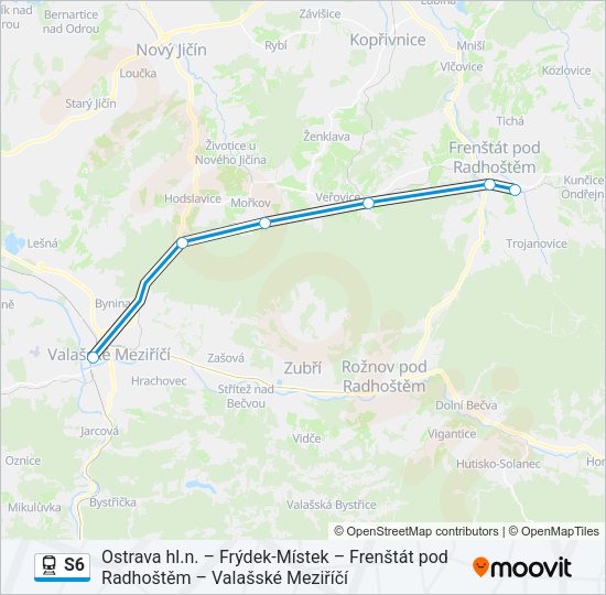 Поезд S6: карта маршрута