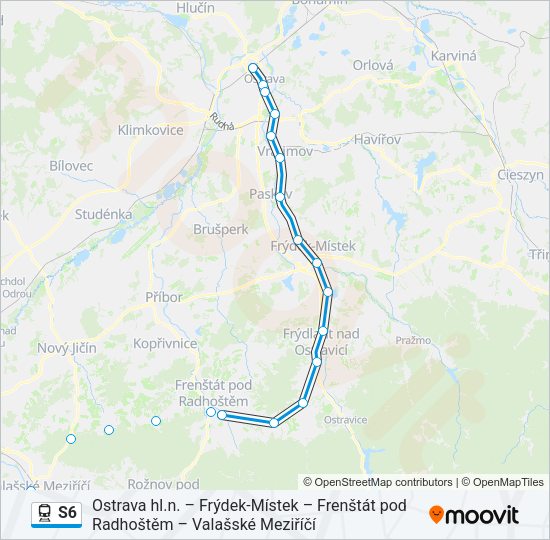 Поезд S6: карта маршрута