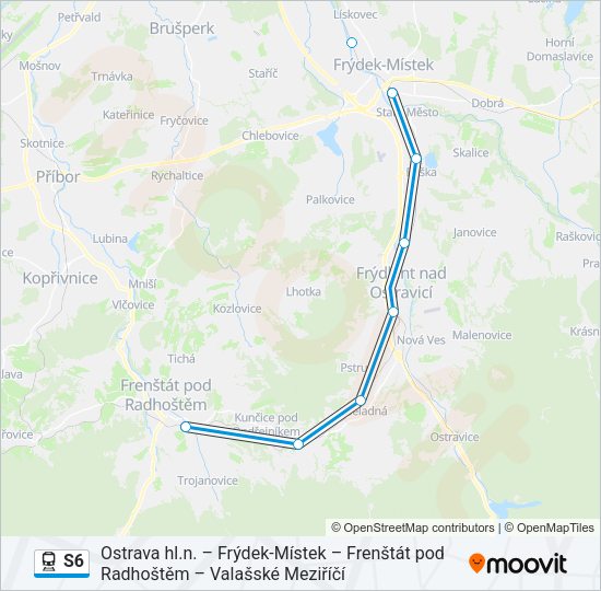 Поезд S6: карта маршрута