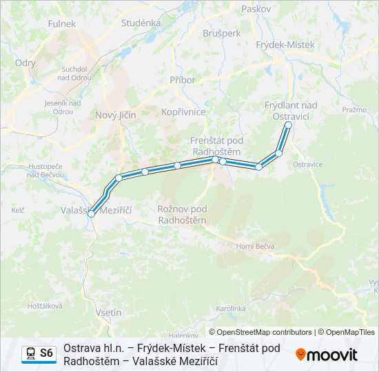 Поезд S6: карта маршрута