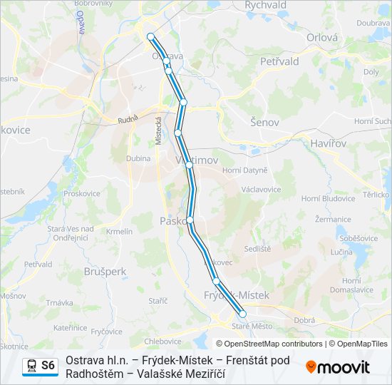 Поезд S6: карта маршрута