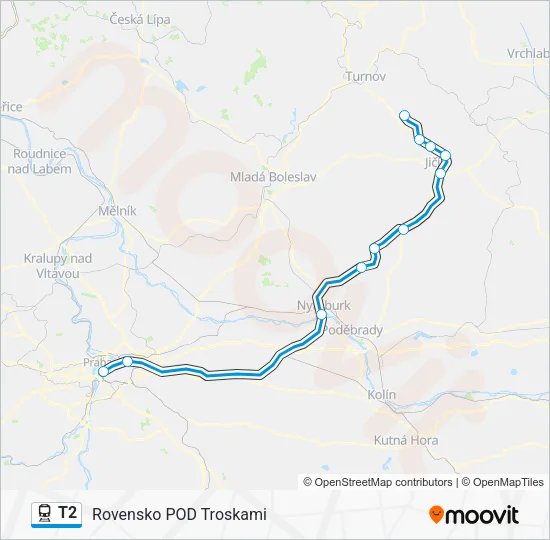 Поезд T2: карта маршрута