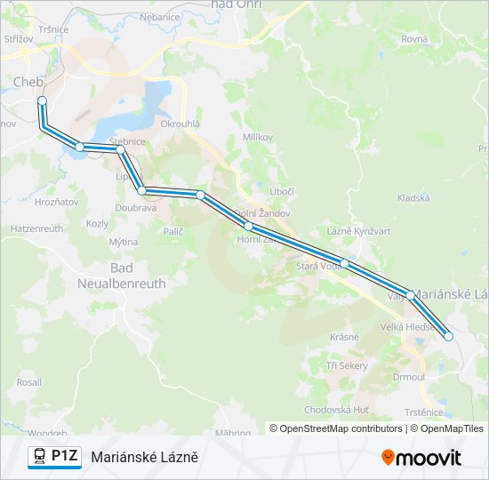 Поезд P1Z: карта маршрута