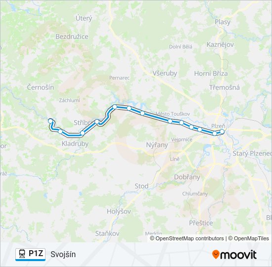 Поезд P1Z: карта маршрута