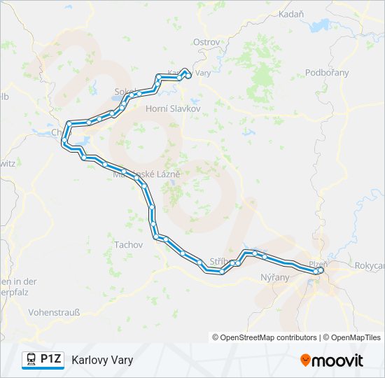 Поезд P1Z: карта маршрута