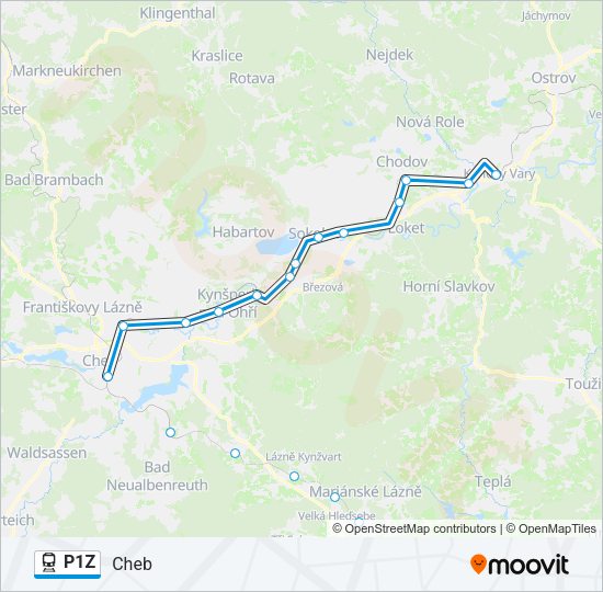 Поезд P1Z: карта маршрута