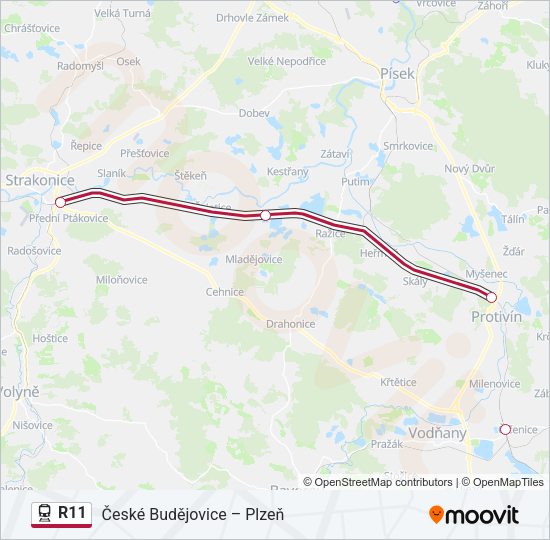 Поезд R11: карта маршрута