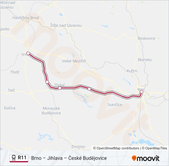 Поезд R11: карта маршрута