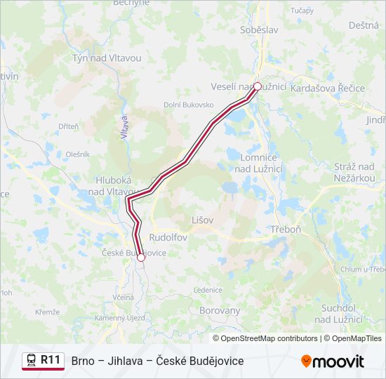 Поезд R11: карта маршрута