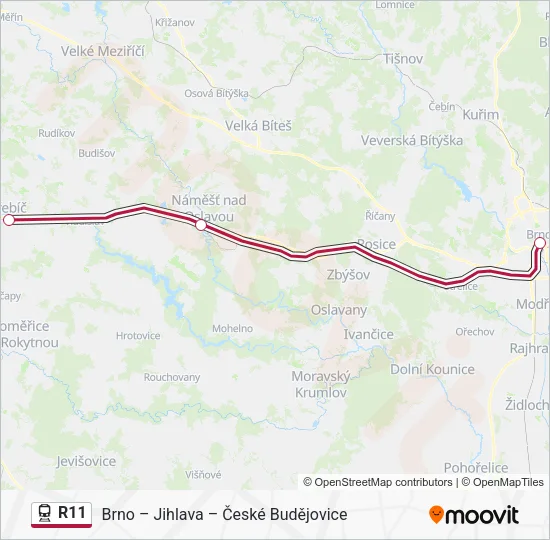 Поезд R11: карта маршрута