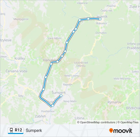 Поезд R12: карта маршрута