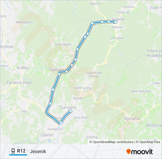 Поезд R12: карта маршрута