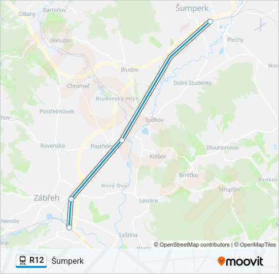 Поезд R12: карта маршрута