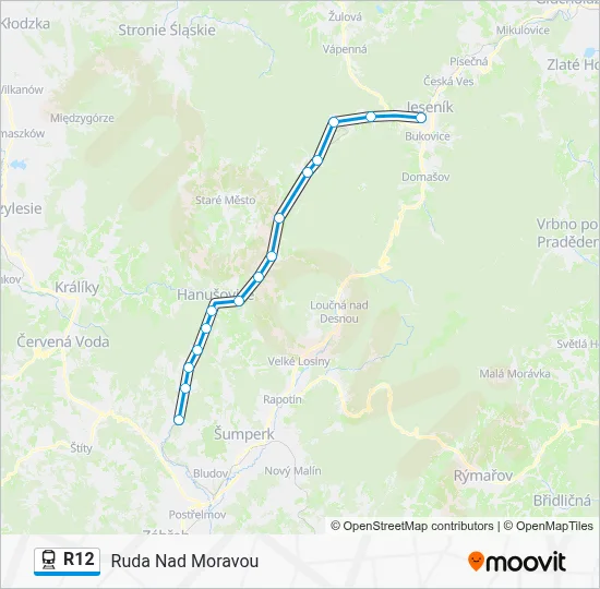 R12 Route: Schedules, Stops & Maps - Ruda Nad Moravou (Updated)