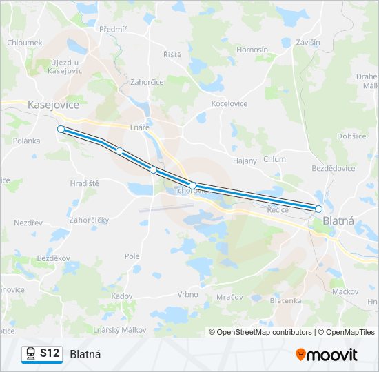 Поезд S12: карта маршрута