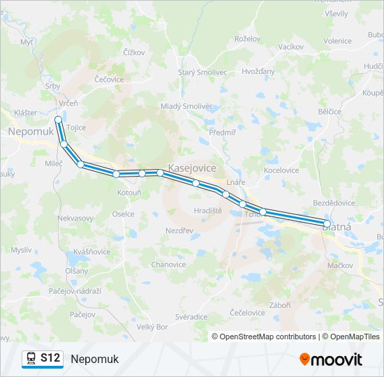 Поезд S12: карта маршрута
