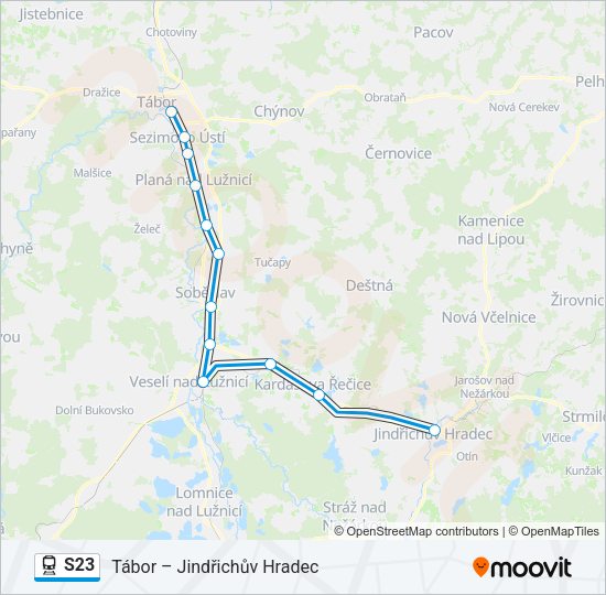 Поезд S23: карта маршрута