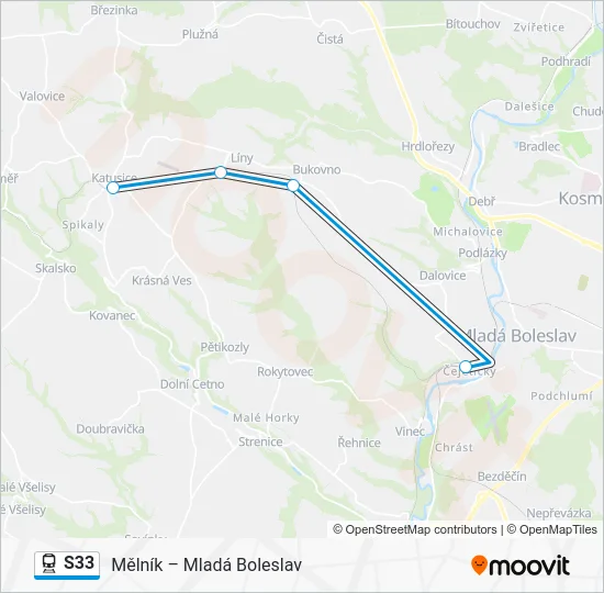 Поезд S33: карта маршрута