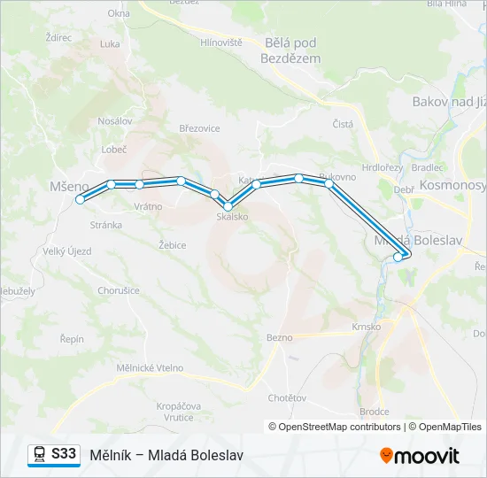 Поезд S33: карта маршрута