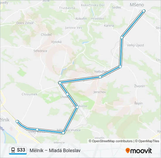 Поезд S33: карта маршрута