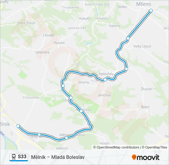 Поезд S33: карта маршрута