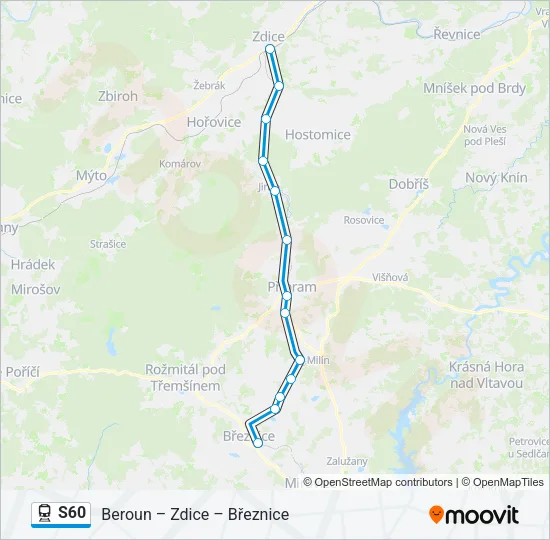 S60 vlak Mapa linky