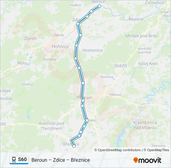 S60 vlak Mapa linky