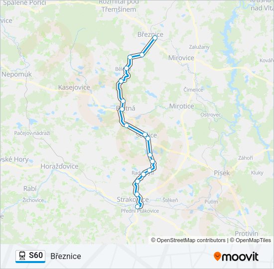 Поезд S60: карта маршрута