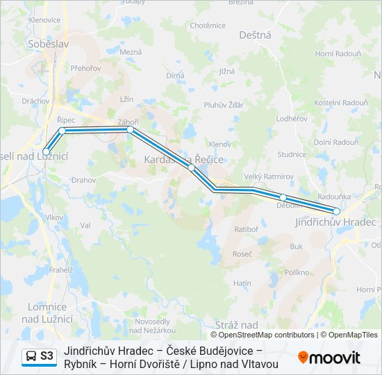 Автобус S3: карта маршрута