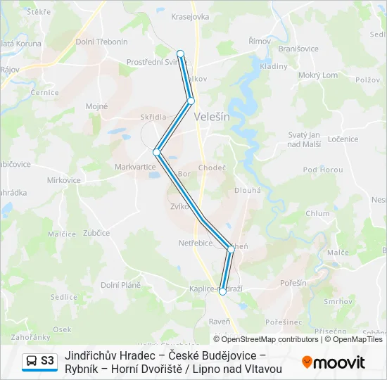 Автобус S3: карта маршрута