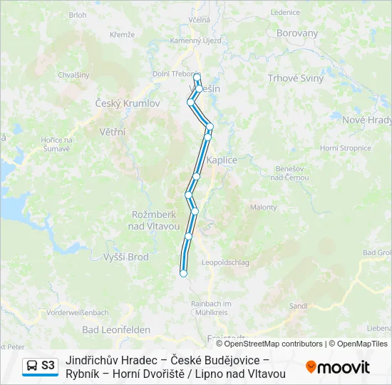 Автобус S3: карта маршрута