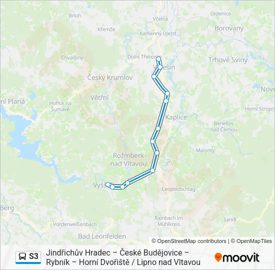 Автобус S3: карта маршрута