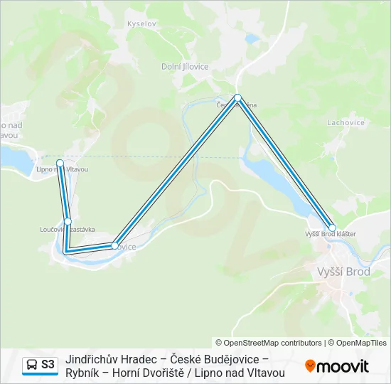 Автобус S3: карта маршрута