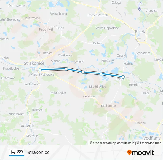 Автобус S9: карта маршрута