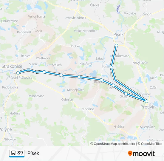 Автобус S9: карта маршрута