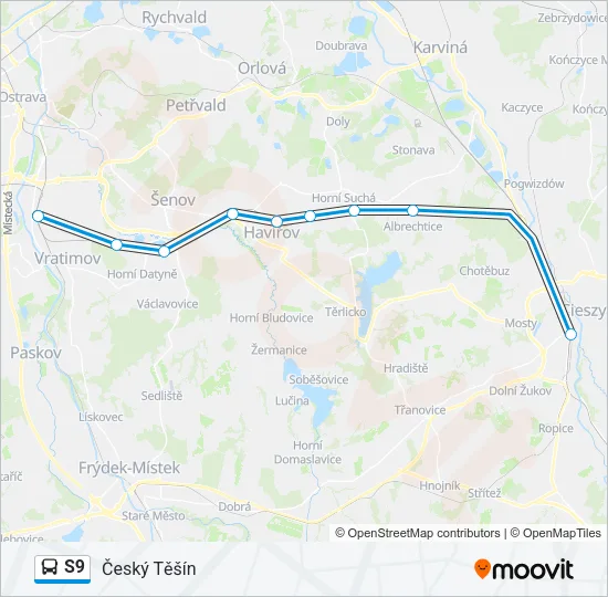 Автобус S9: карта маршрута